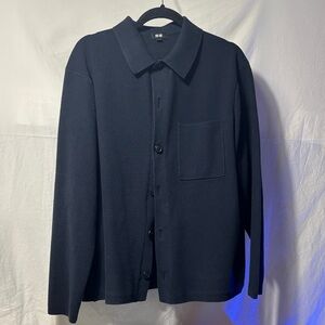 Uniqlo Men's Dark Blue Knit Sweater Jacket